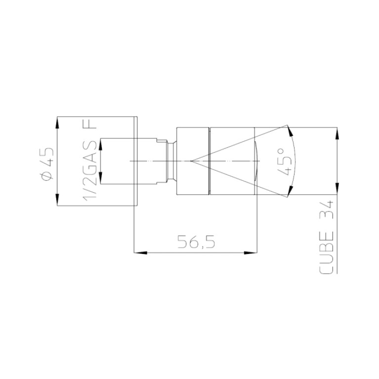 Bossini Bossini CUBIC-MAS  Боковая душевая лейка 34 x 34 mm - массажный спрей - 1/2 F , цвет хром