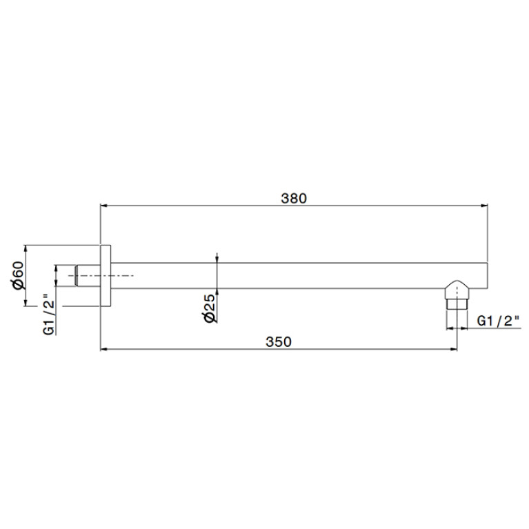 Newform X-Steel 316 Кронштейн для верхнего душа, настенный., L=350 мм, G1/2 , цвет: PVD Brushed pale gold