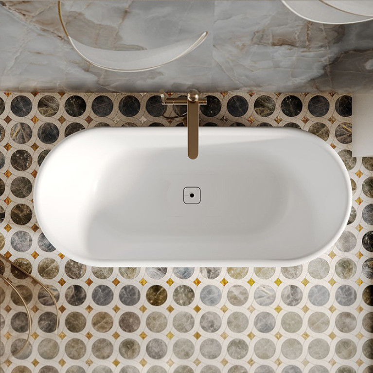 Salini Perla Plus Ванна  170x80x60.5 см в отдельностоящая, интегрир. слив-перелив, донный клапан, сифон, ножки , S-Stone матовый, цвет белый