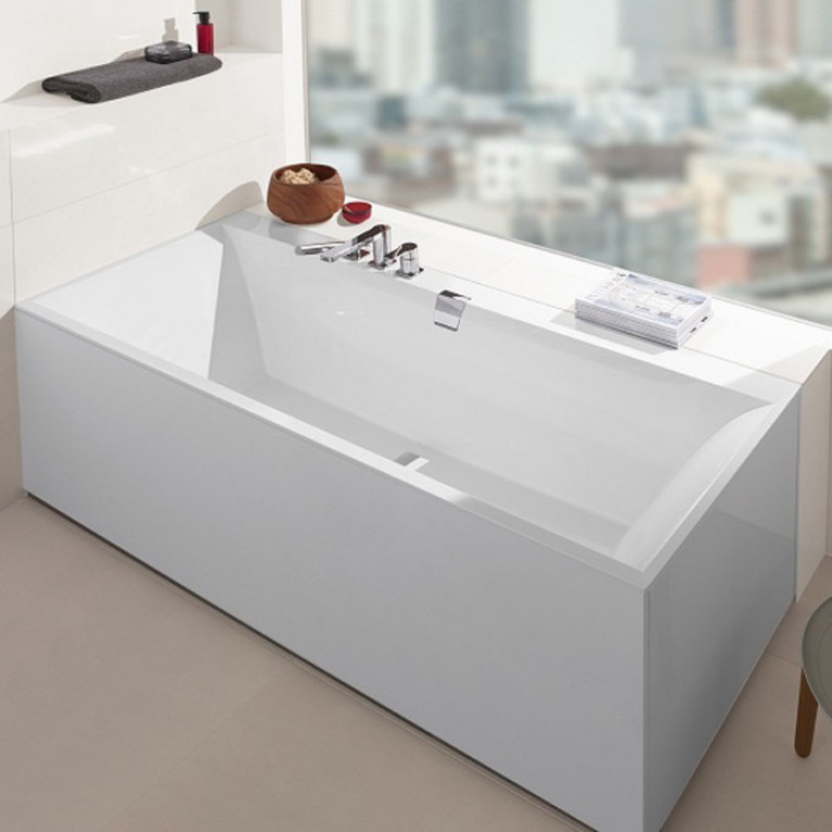 VilleroyBoch Squaro edge 12 Ванна прямоугольная 1800*800*450, к-т ножек, слив-перелив цвет  хром и белый, ванна цвет белый