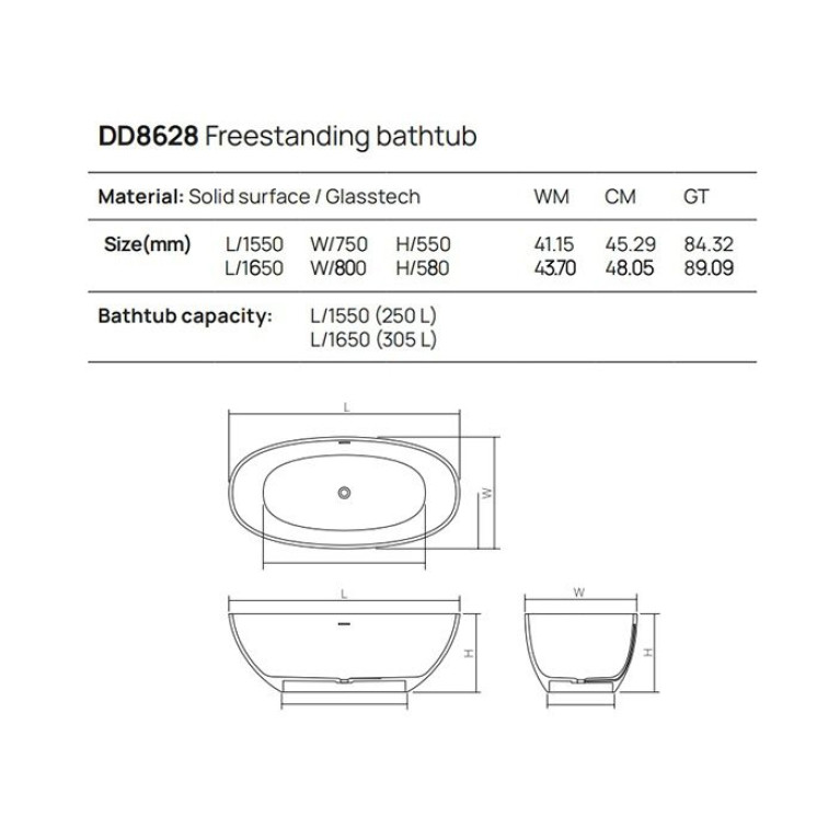 DEA DESIGN Nature Ванна 1650х800хh580 мм отдельностоящая, цвет brown copper