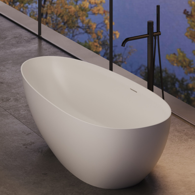 DEA DESIGN Edge Ванна отдельностоящая 160x76xh56 см, материал: Solid Surface искуственный камень, цвет: White №18