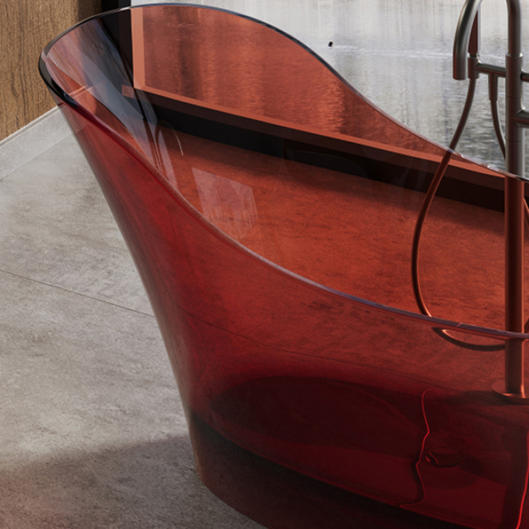 DEA DESIGN Elegant Ванна отдельностоящая 169x75xh88 см, материал: Glasstech прозрачная смола, цвет: pomegranate
