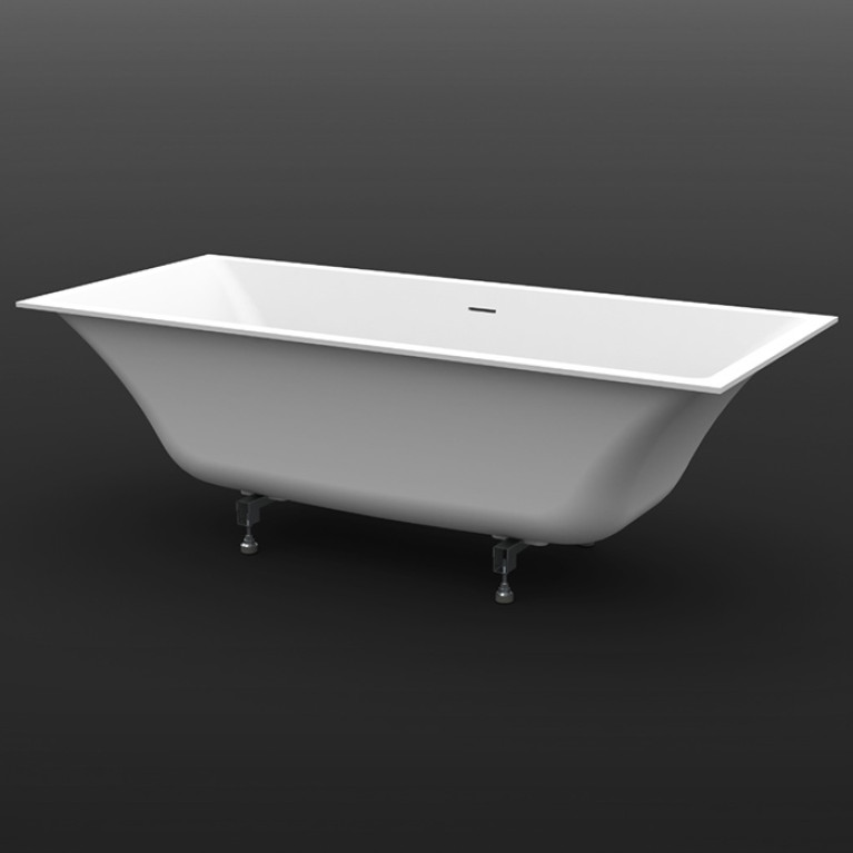 KNIEF Shape Selected Ванна встраиваемая, 180x80xH60cм, с щелевым переливо click-clack, белая мат(с комплектом ножек)