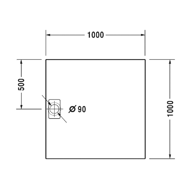 Duravit  Stonetto Поддон композитный квадратный  1000x1000х50mm, d90, цвет белый