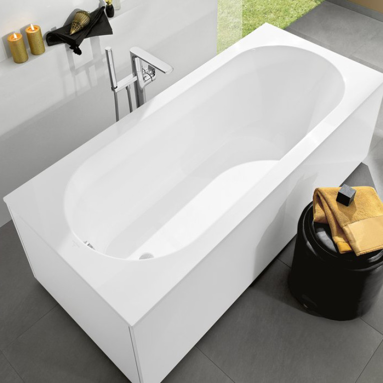 VilleroyBoch Oberon Ванна встраиваемая 1700*750*450, к-т ножек, материал: Quaryl, цвет: альпийский белый
