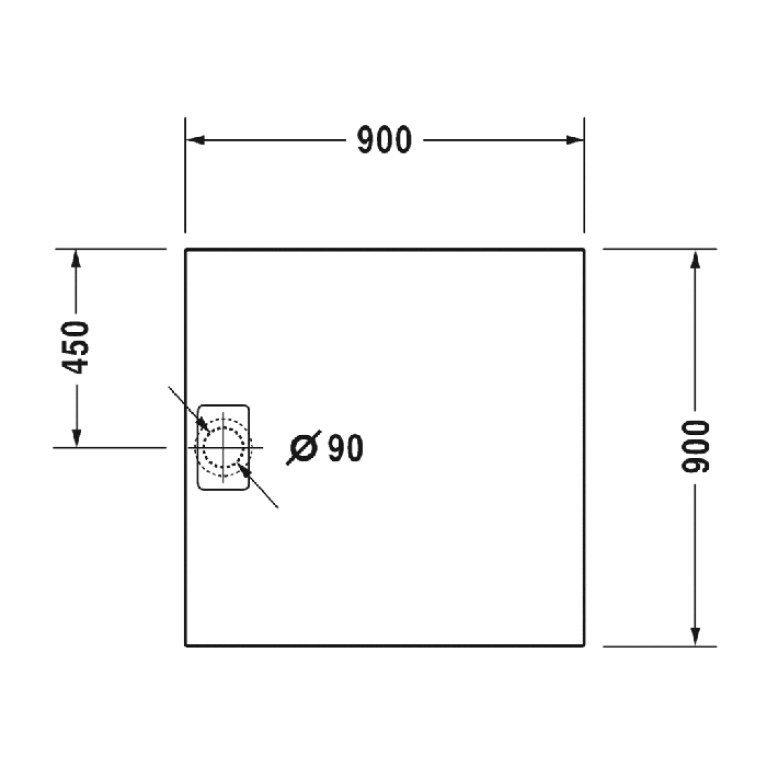 Duravit  Stonetto Поддон композитный квадратный  900x900х50mm, d90, цвет Песочный