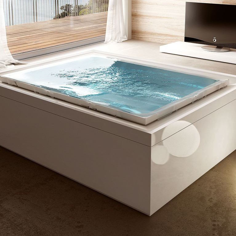 Treesse Fusion 230 Ванна  230x180xh67см, с гидромассажем, с фронт.панелью, хромотерапия по периметру LED, стабилизатор температуры воды, цвет: белый