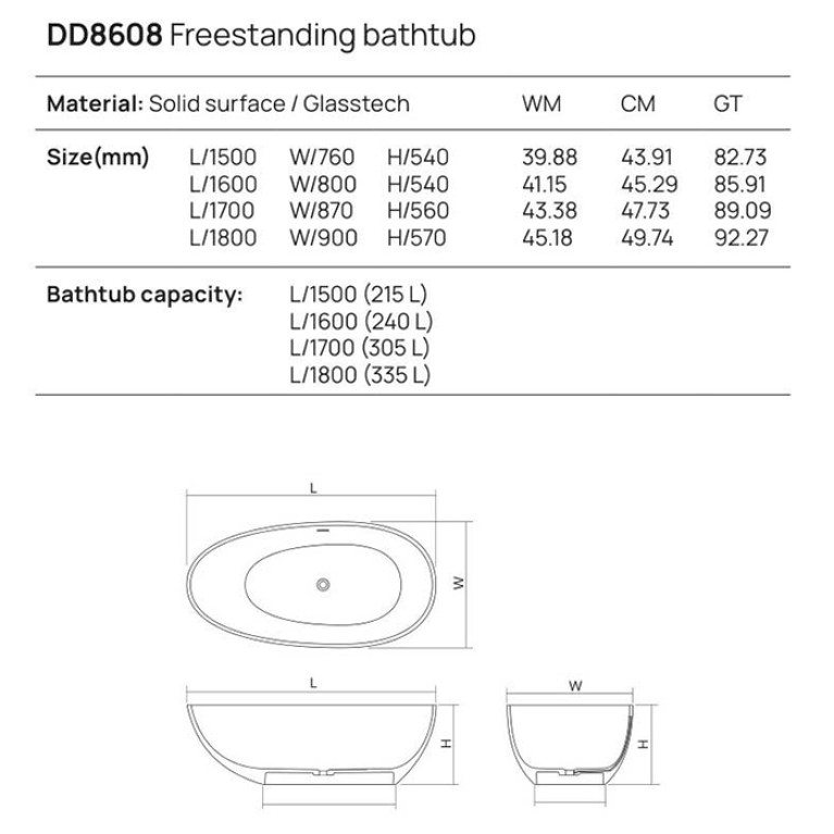 DEA DESIGN Modern Ванна отдельностоящая 180&times;90&times;h57 см, материал: Glasstech прозрачная смола, цвет: Smoky Black R4