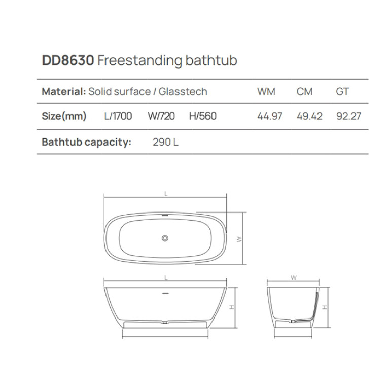DEA DESIGN Soul Ванна 1700х720хh560 мм отдельностоящая, цвет classic green