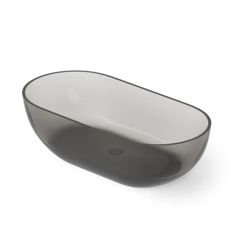 DEA DESIGN Shadow Ванна отдельностоящая 155x77xh52 см, материал: Glasstech прозрачная смола, цвет: Smoky Black R4
