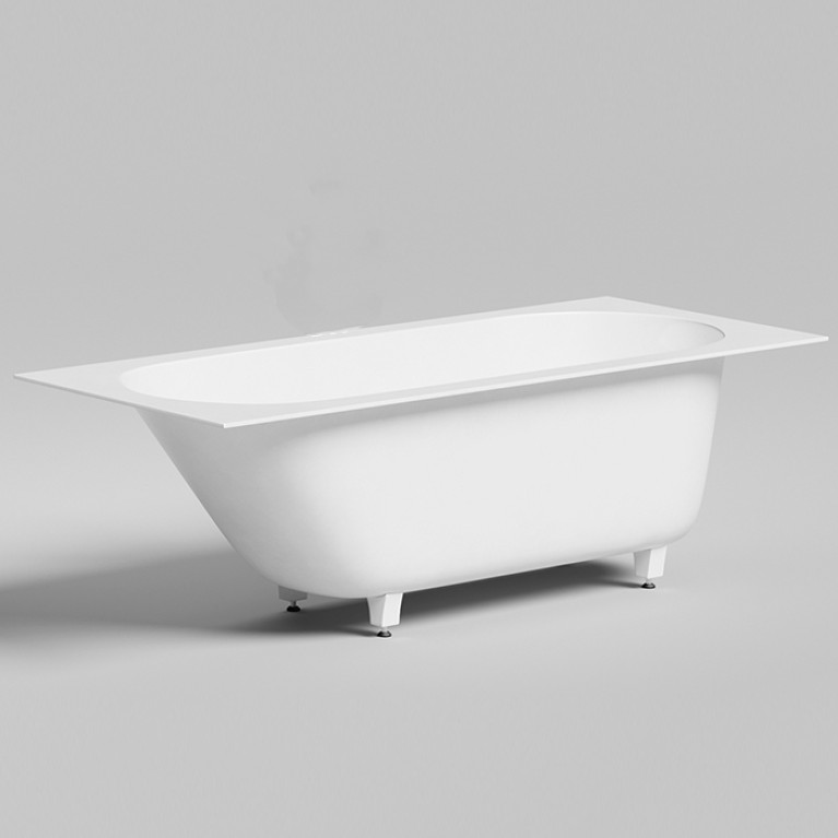 Salini ORNELLA KIT Встраиваемая ванна 1700х750х600мм, овальная чаша, донный клапан, сифон,  щелевой слив-перелив, мат-л: S-Sense, матовый, белый.