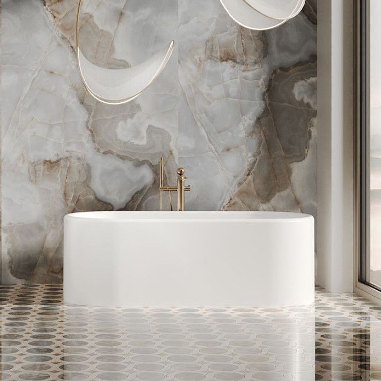 Salini Perla Plus Ванна  170x80x60.5 см в отдельностоящая, интегрир. слив-перелив, донный клапан, сифон, ножки , S-Stone матовый, цвет белый