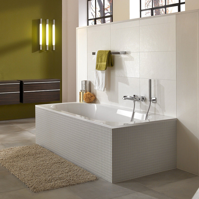 VilleroyBoch Oberon Ванна встраиваемая 1800*800*470, к-т ножек, для удлиненного слива-перелива, материал: Quaryl, цвет: альпийский белый
