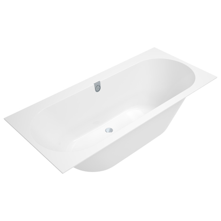 VilleroyBoch Oberon 2.0 Ванна встраиваемая 1800*800*485, слив по центру, в к-те ножки и слив-перелив хром, материал: Quaryl, цвет: альпийский белый