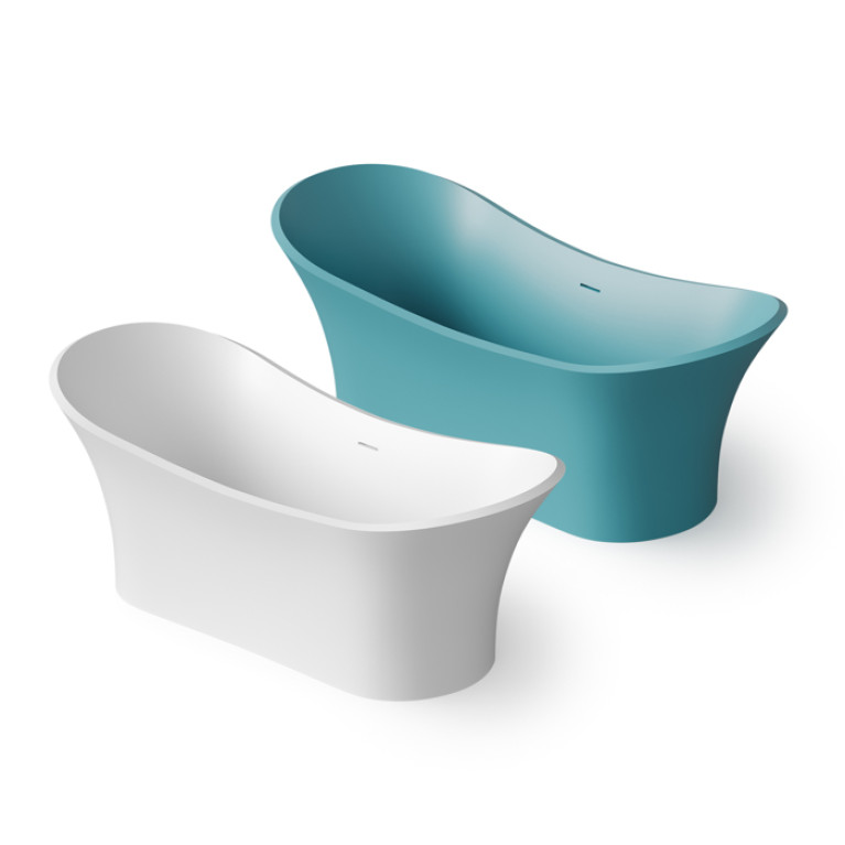 DEA DESIGN Elegant Ванна отдельностоящая 175x75xh68 см, материал: Solid Surface искуственный камень, цвет: White №18