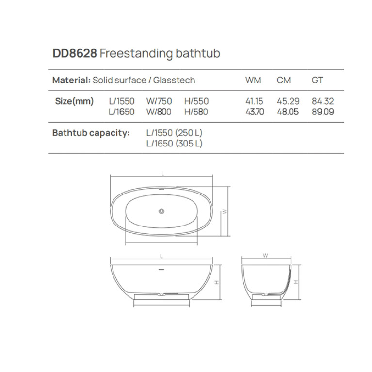 DEA DESIGN Nature Ванна 1650х800хh580 мм отдельностоящая, цвет classic green