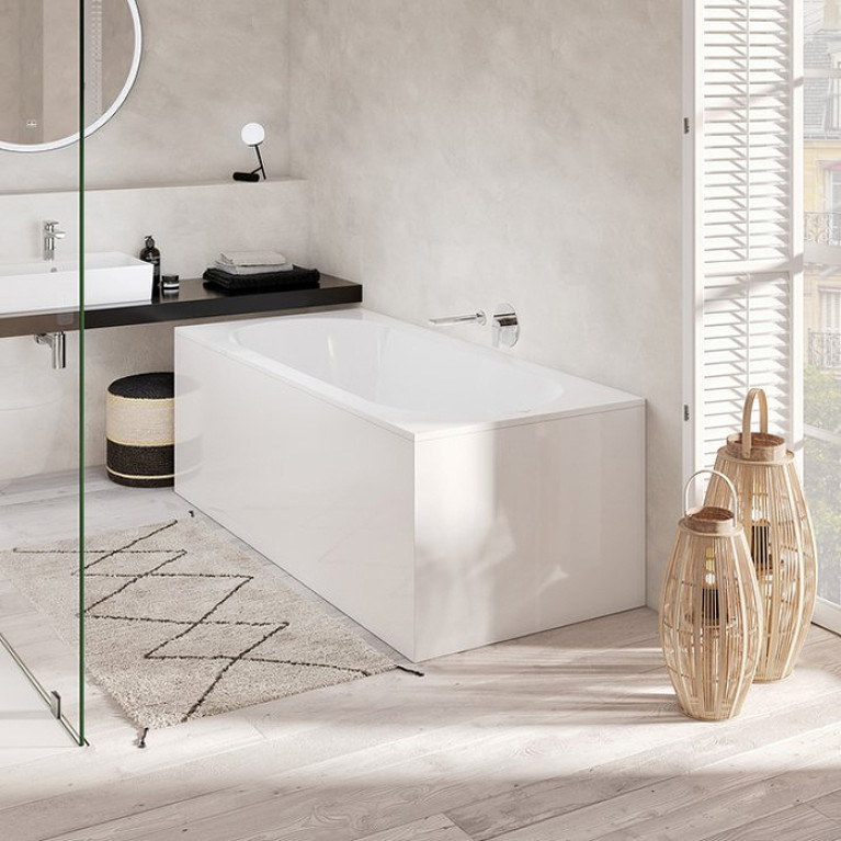 VilleroyBoch Oberon Ванна встраиваемая 1800*800*470, к-т ножек, для удлиненного слива-перелива, материал: Quaryl, цвет: альпийский белый