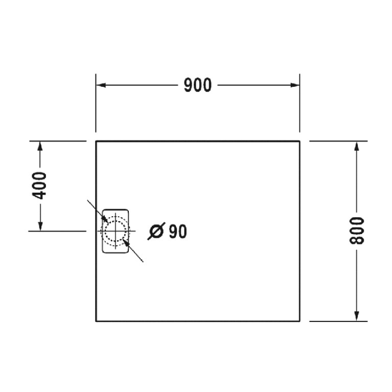 Duravit  Stonetto Поддон композитный  прямоугольный  900x800х50mm, d90, цвет Антрацит