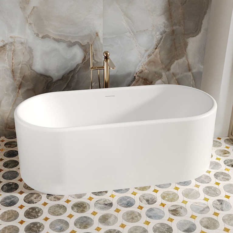 Salini Perla Plus Ванна  170x80x60.5 см в отдельностоящая, интегрир. слив-перелив, донный клапан, сифон, ножки , S-Stone матовый, цвет белый