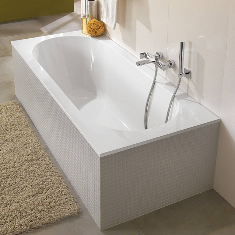 VilleroyBoch Oberon Ванна встраиваемая 1800*800*470, к-т ножек, для удлиненного слива-перелива, материал: Quaryl, цвет: альпийский белый