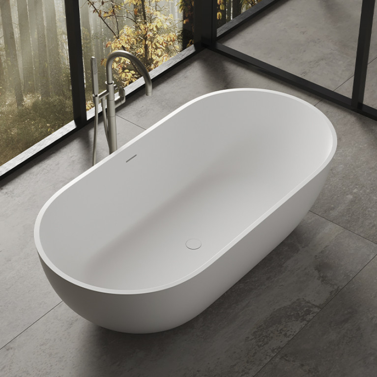 DEA DESIGN Shadow Ванна отдельностоящая 140x70xh52 cm, материал: Solid Surface искуственный камень, цвет: White №18