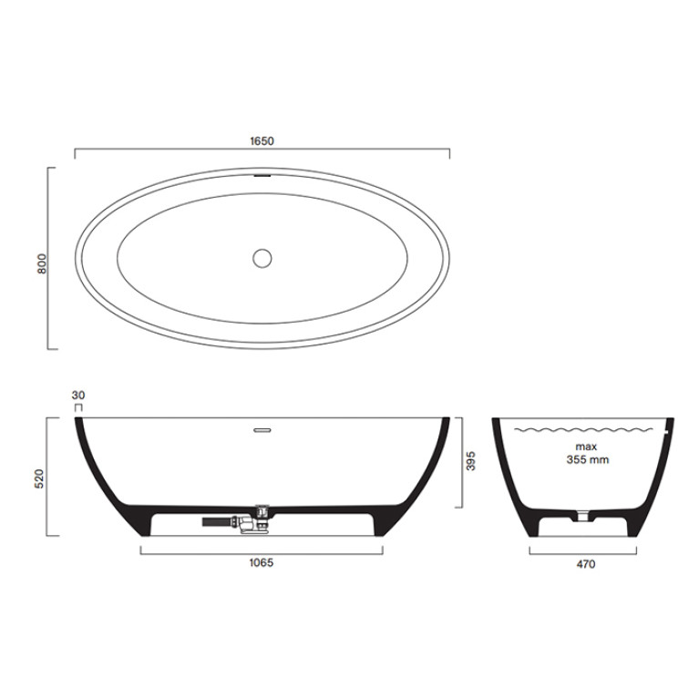 Catalano SOLID Ванна  165x80h52 с переливом, сифон в комплекте, цвет Aqua Satinato