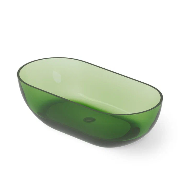 DEA DESIGN Shadow Ванна отдельностоящая 140x70xh52 cm, материал: Glasstech прозрачная смола, цвет: Emerald R3