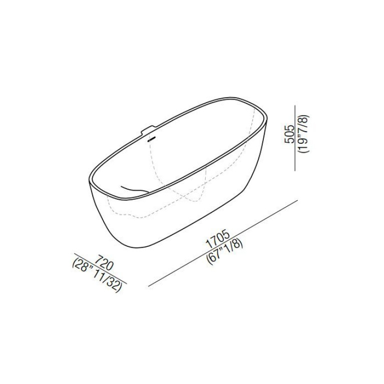 Agape Normal Ванна отдельностоящая 170.5x72x50.5 см, цвет: белый
