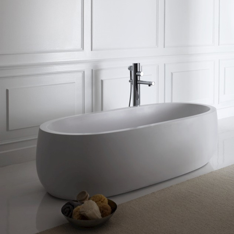 Laufen Alessi One Ванна 1830x870x460мм, свободностоящая, овальная, с слив-переливом, материал: композит, цвет: белый  (ВРЕМЕННО не поставляем!)