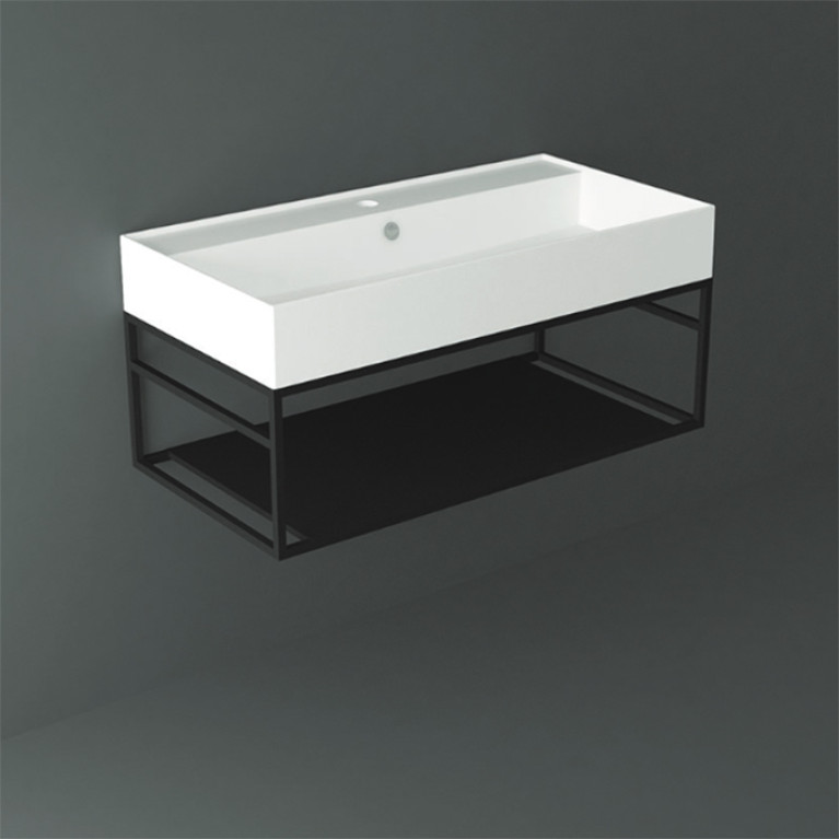 SIMAS AGILE Структура металлическая 91x46xh28 см, подвесная, для раковины AG91, с 1 полкой, цвет черный матовый