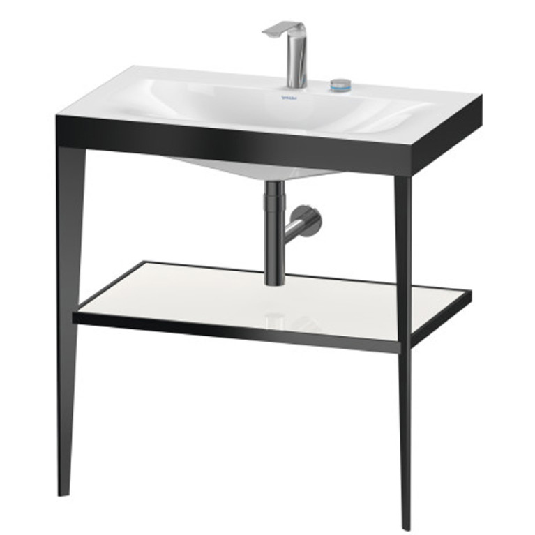 Duravit XViu Консоль напольная, 850x800x480мм с полкой, с раковиной без перелива, 2 отв., цвет: black matt/white  high gloss lacquer