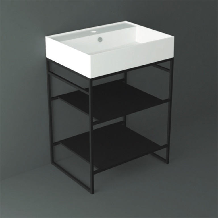 SIMAS AGILE Структура металлическая 61x46xh72 см, напольная, для раковины AG61, с 2 полками, цвет черный матовый