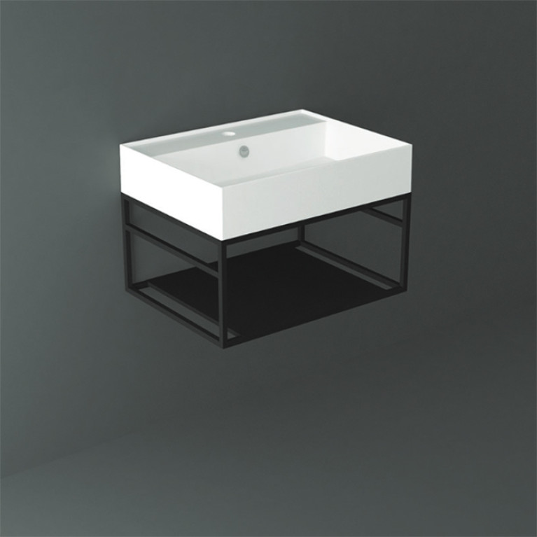SIMAS AGILE Структура металлическая 61x46xh28 см, подвесная, для раковины AG61, с 1 полкой, цвет черный матовый