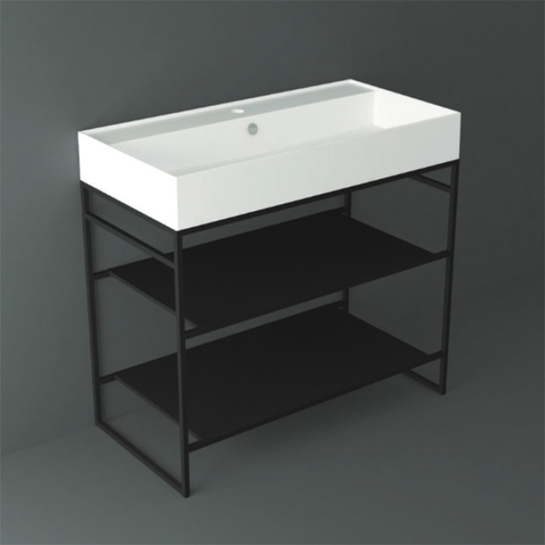 SIMAS AGILE Структура металлическая 91x46xh72 см, напольная, для раковины AG91, с 2 полками, цвет черный матовый