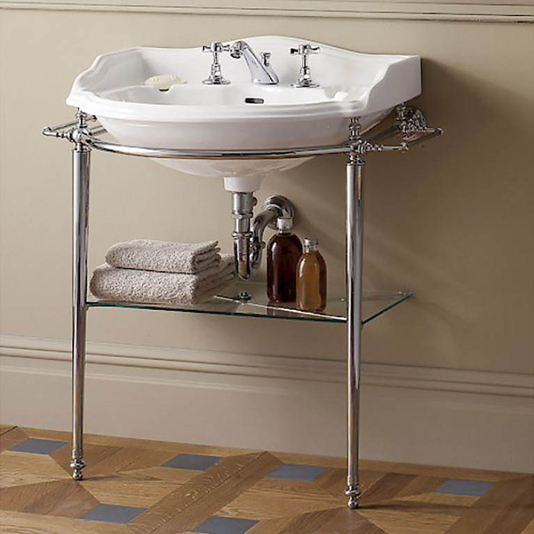 Devon Boston Консоль (81х88х50)с полотенцедержателями и стеклянной полочкой под раковину oxford, хром