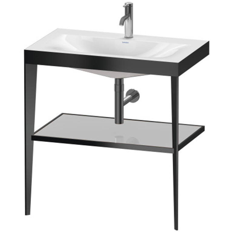 Duravit XViu Консоль напольная, 850x800x480мм с полкой, с раковиной без перелива, 1 отв., цвет: black matt/crome
