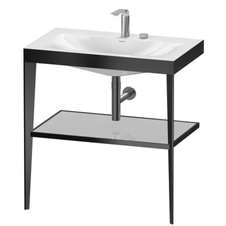 Duravit XViu Консоль напольная, 850x800x480мм с полкой, с раковиной без перелива, 2 отв., цвет: black matt/crome