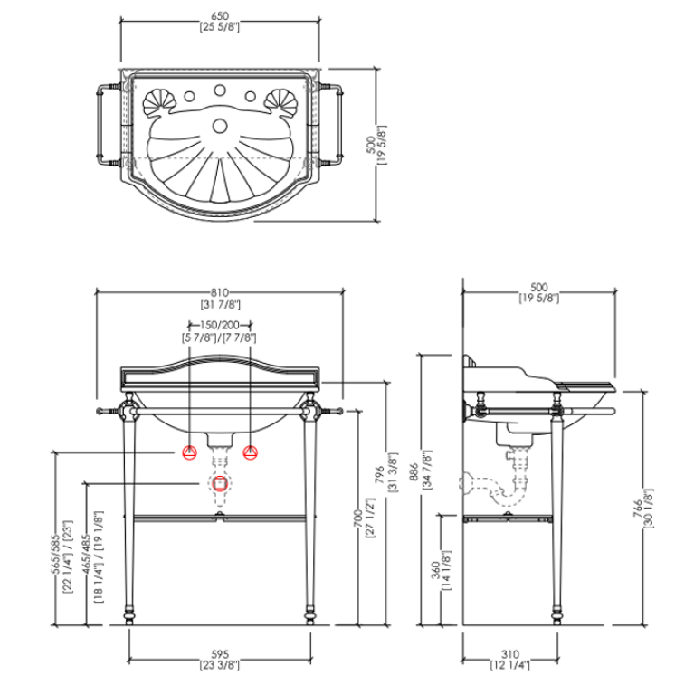 Devon Boston Консоль (81х88х50)с полотенцедержателями и стеклянной полочкой под раковину oxford, хром
