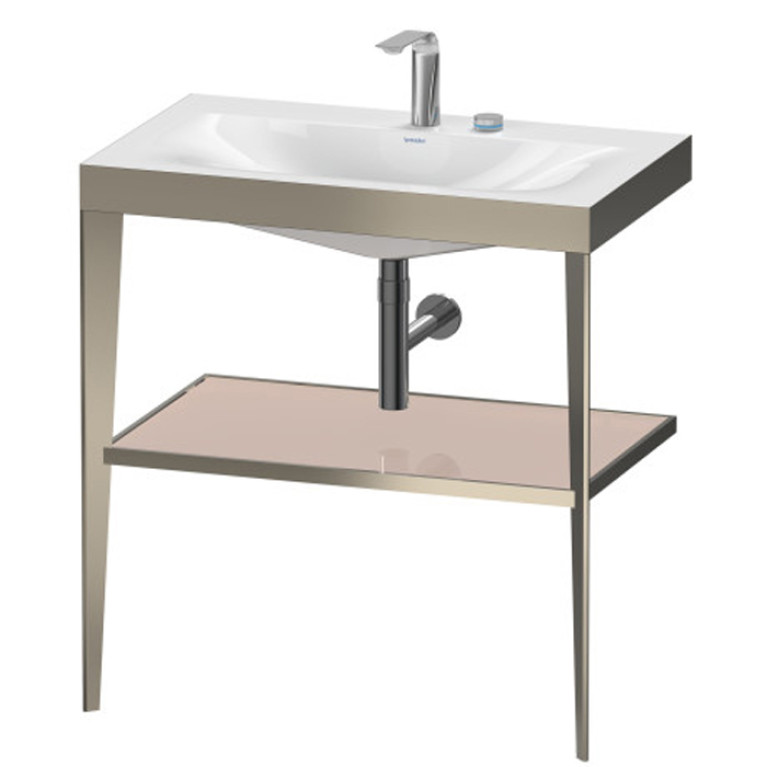 Duravit XViu Консоль напольная, 850x800x480мм с полкой, с раковиной без перелива, 2 отв., цвет: champagne matt/crome