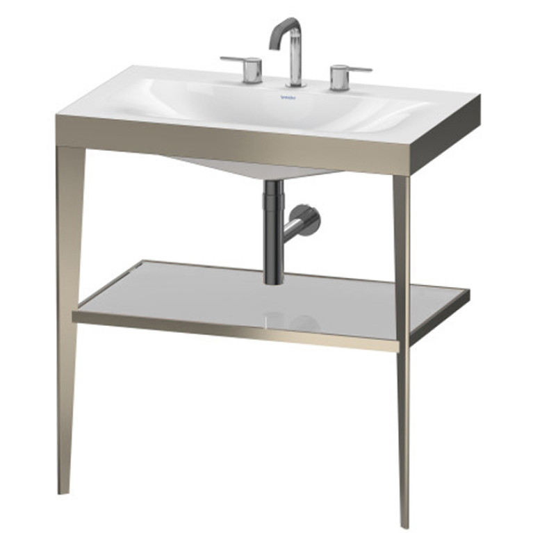Duravit XViu Консоль напольная, 850x800x480мм с полкой, с раковиной без перелива, 3 отв., цвет: champagne matt/crome