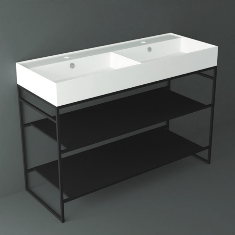 SIMAS AGILE Структура металлическая 121x46xh72 см, напольная, для раковины AG121, с 2 полками, цвет черный матовый