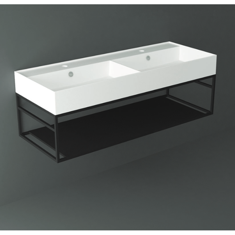 SIMAS AGILE Структура металлическая 121x46xh28 см, подвесная, для раковины AG121, с 1 полкой, цвет черный матовый