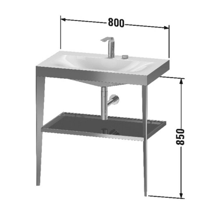 Duravit XViu Консоль напольная, 850x800x480мм с полкой, с раковиной без перелива, без отв., цвет: black matt/black high gloss lacquer