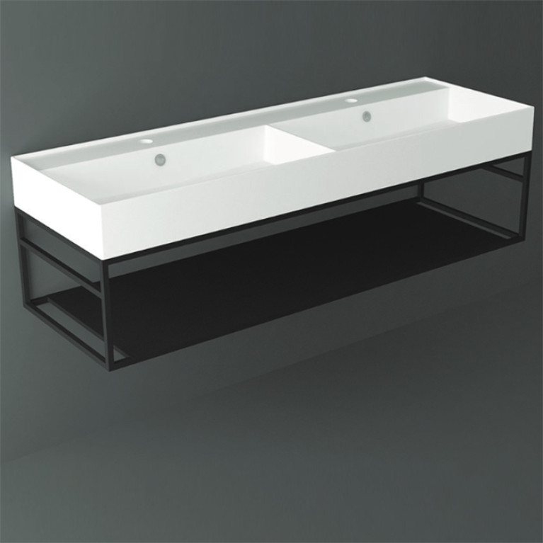 SIMAS AGILE Структура металлическая 141x46xh28 см, подвесная, для раковины AG141, с 1 полкой, цвет черный матовый