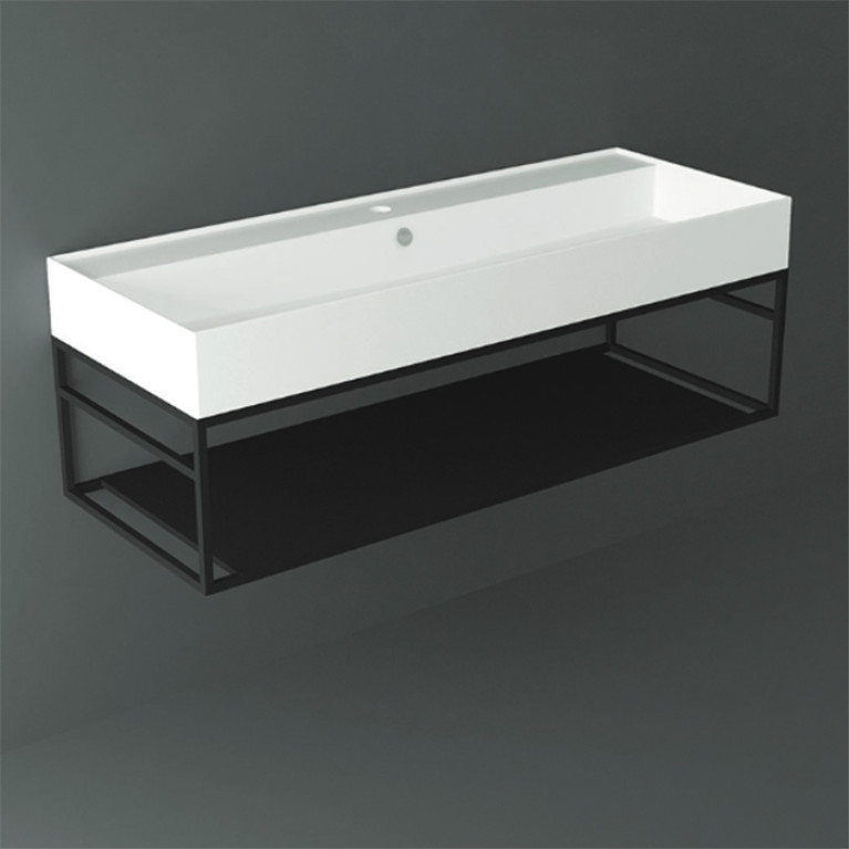 SIMAS AGILE Структура металлическая 121x46xh28 см, подвесная, для раковины AG121, с 1 полкой, цвет черный матовый
