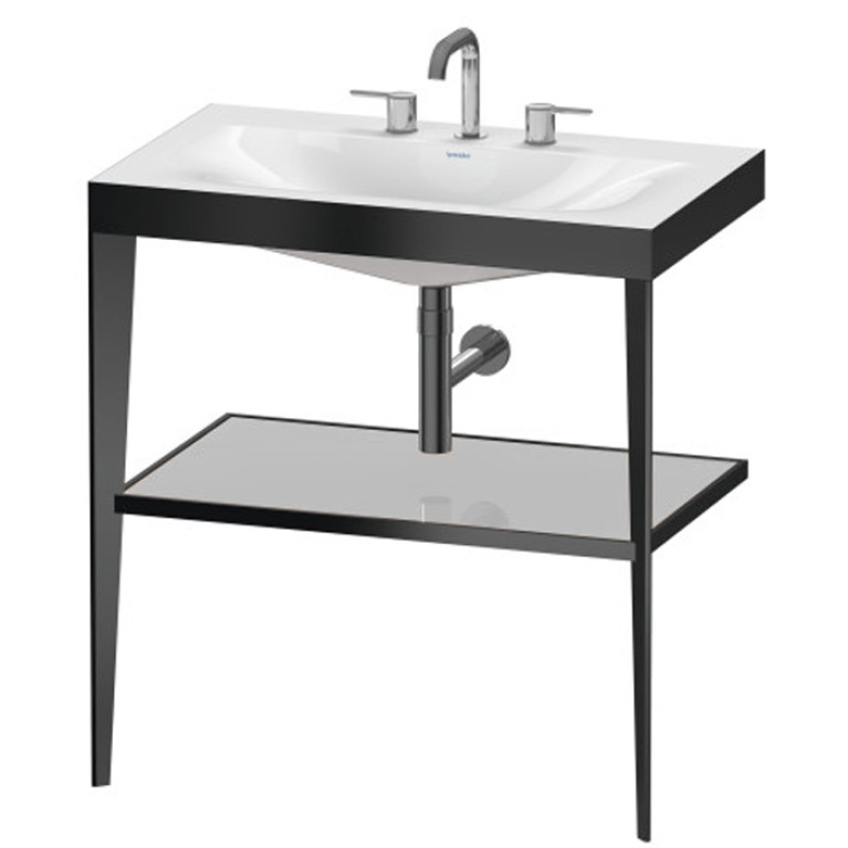Duravit XViu Консоль напольная, 850x800x480мм с полкой, с раковиной без перелива, 3 отв., цвет: black matt/crome