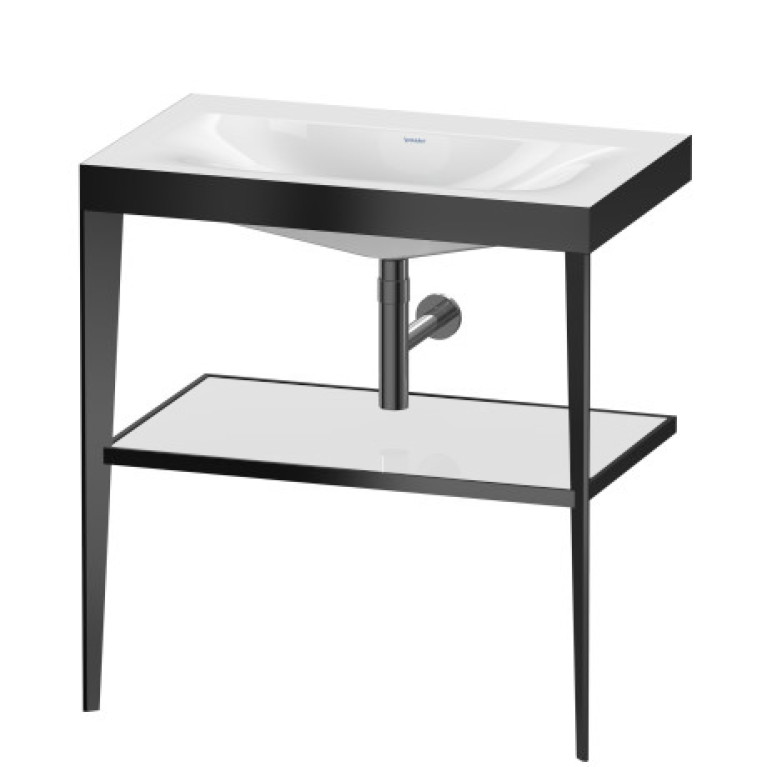 Duravit XViu Консоль напольная, 850x800x480мм с полкой, с раковиной без перелива, без отв., цвет: black matt/white  high gloss lacquer