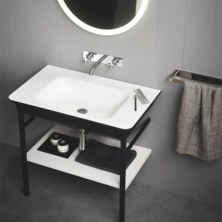 Agape Novecento XL Консоль под раковину с полкой 85.2x49.7x72.7 см, цвет: матовый темный серый