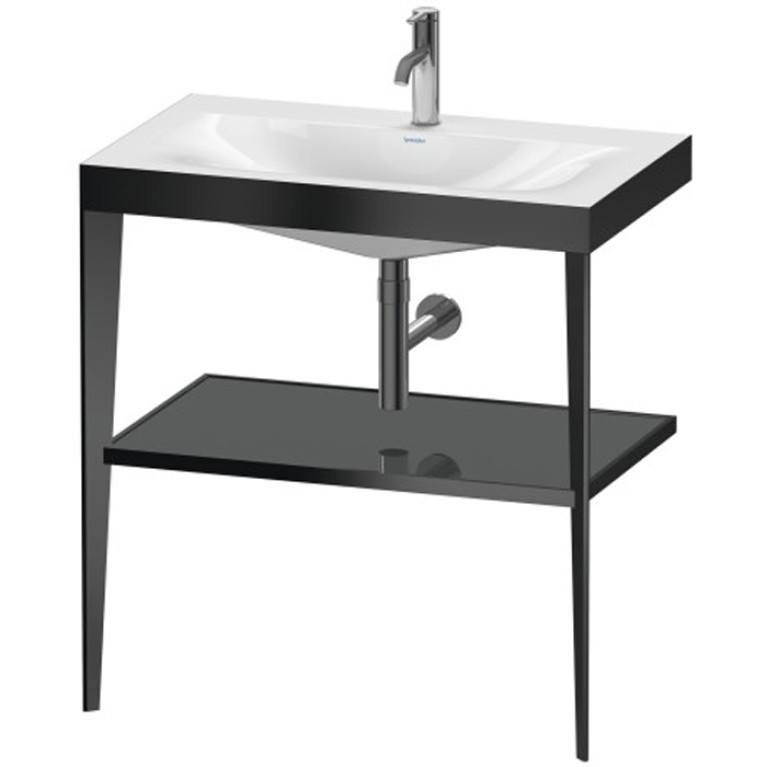 Duravit XViu Консоль напольная, 850x800x480мм с полкой, с раковиной без перелива, 1 отв., цвет: black matt/flannel grey high gloss lacquer